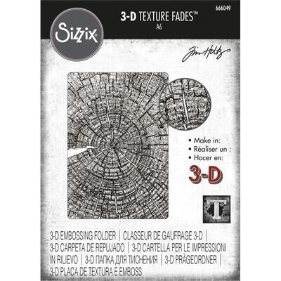 Sizzix - Texture Fades by Tim Holtz - 3D Embossing Folder - Tree Rings