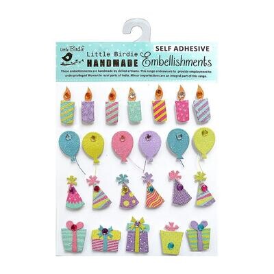 Little Birdie - 3D Mini glitter Stickers - Happy Birthday