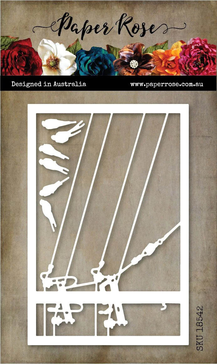 Paper Rose Cutting Die - Birds on Powerline Frame