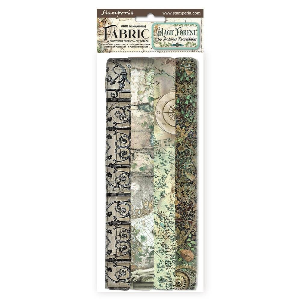 Stamperia - Pack of 4 Fabric Sheets - Magic Forest