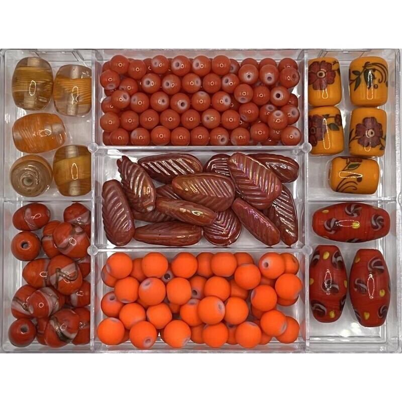 Bead Bazaar Glass Beads - Red-Yellow and Orange Collection