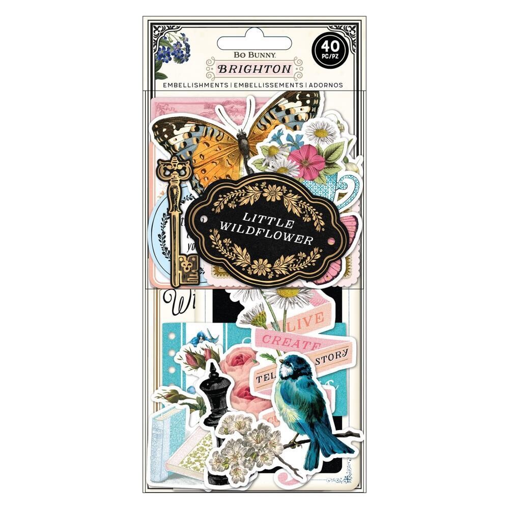 Bo Bunny - Brighton -  Ephemera Cardstock Die-Cuts - Icons W/Gold Foil