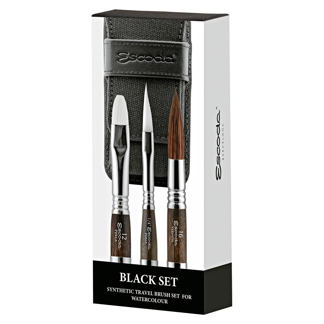 Escoda - Synthetic Travel Brush set for Watercolour - Black Set