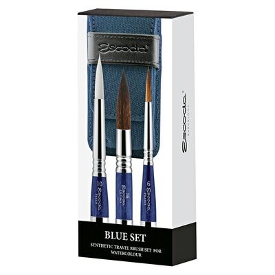 Escoda - Synthetic Travel Brush set for Watercolour - Blue Set
