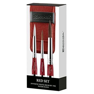Escoda - Synthetic Travel Brush set for Watercolour - Red Set