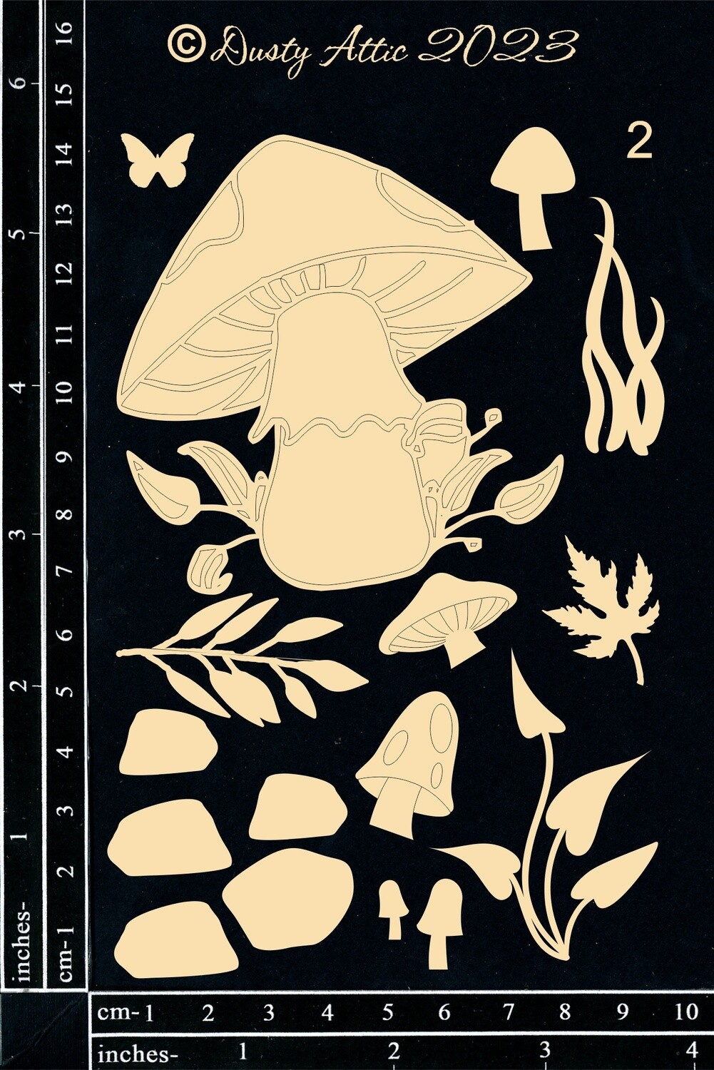 Dusty Attic - Chipboard - Magic Mushrooms Clusters #2
