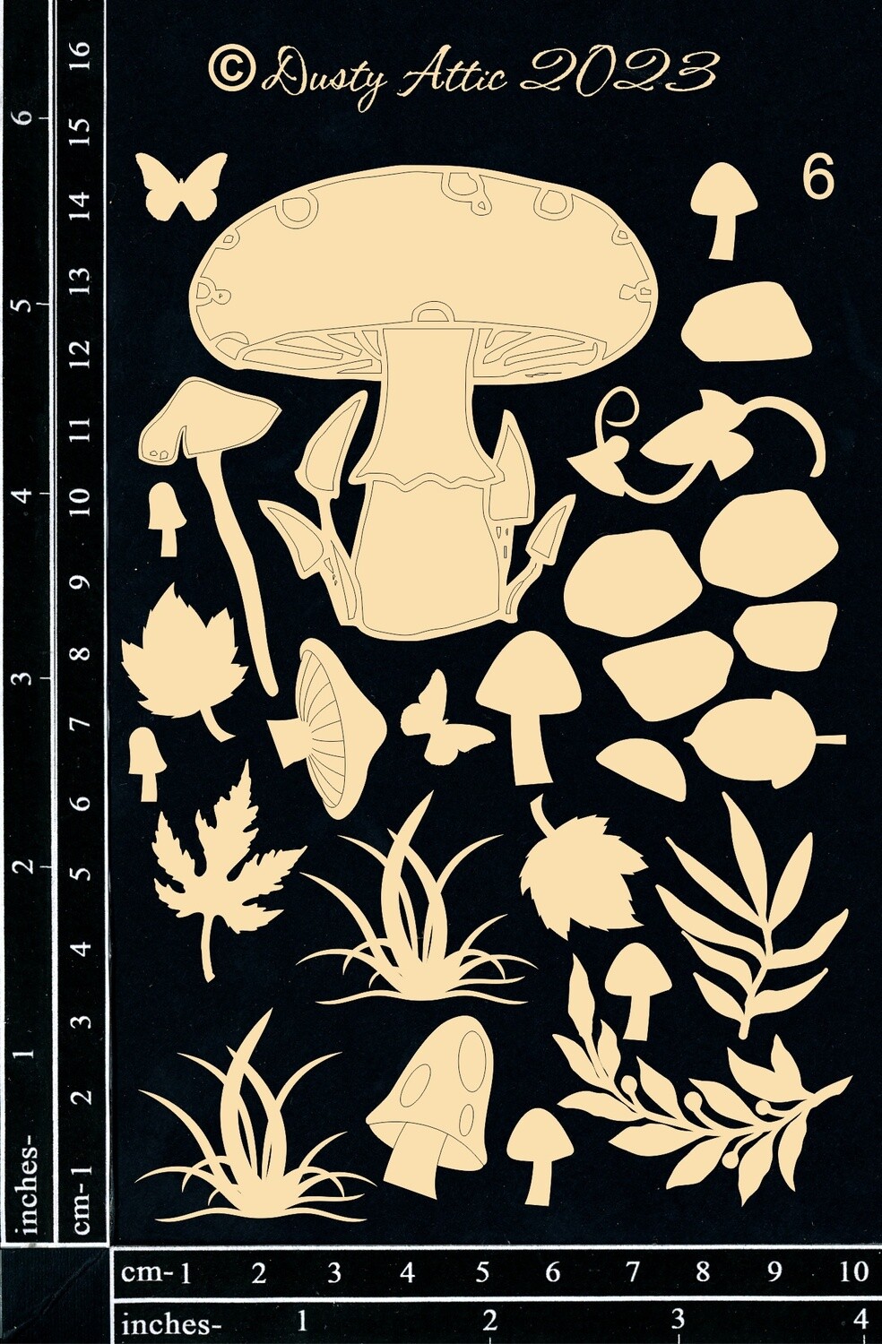Dusty Attic - Chipboard - Magic Mushrooms Clusters #6