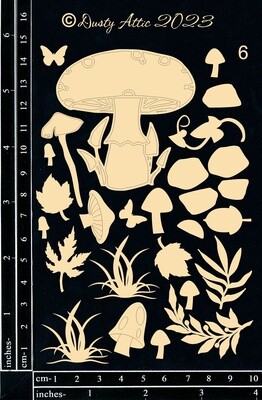 Dusty Attic - Chipboard - Magic Mushrooms Clusters #6
