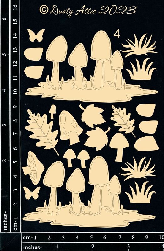 Dusty Attic - Chipboard - Magic Mushrooms Clusters #4