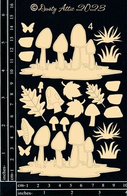 Dusty Attic - Chipboard - Magic Mushrooms Clusters #4