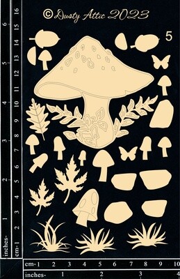 Dusty Attic - Chipboard - Magic Mushrooms Clusters #5