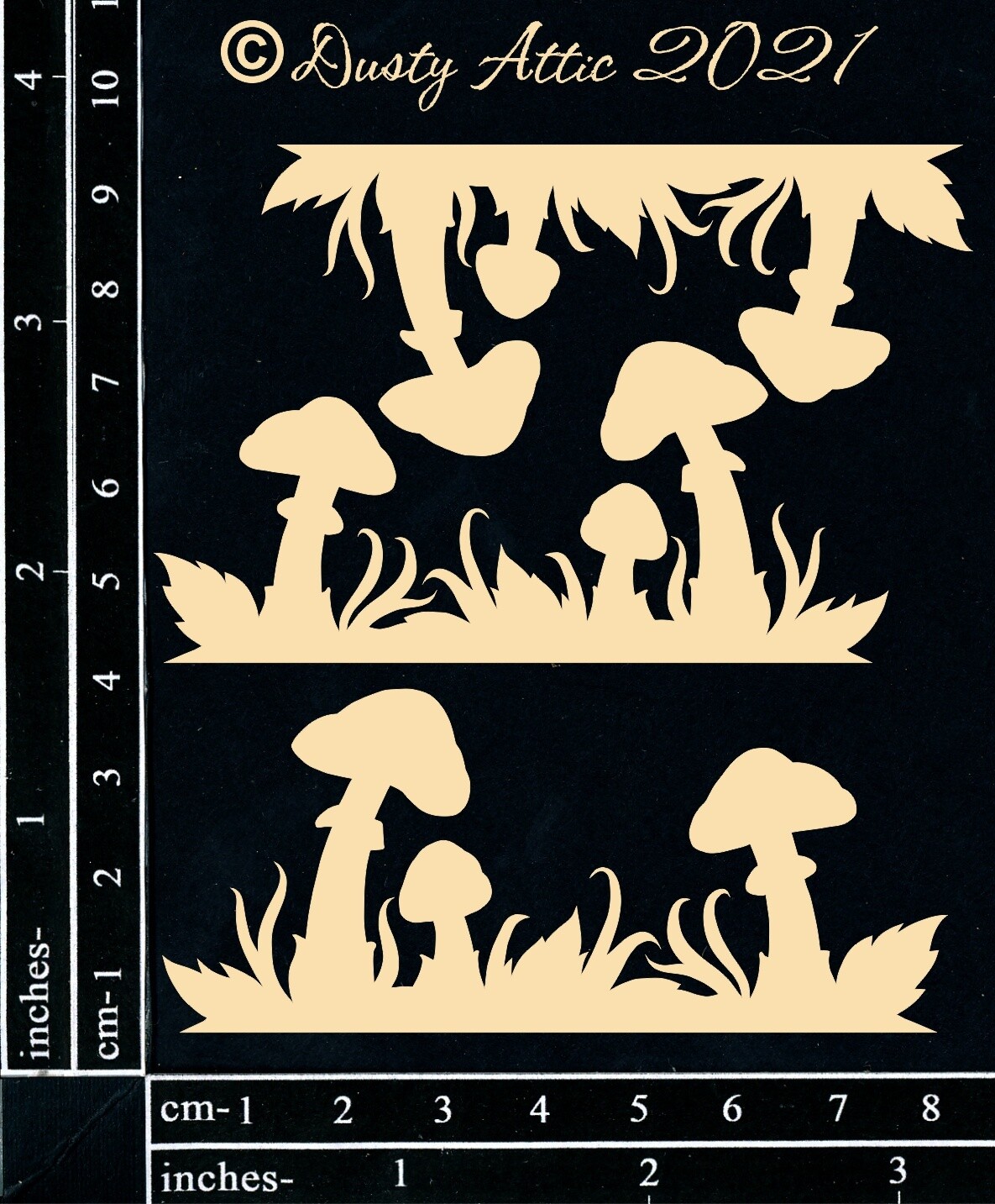 Dusty Attic - Chipboard - Mini Toadstool Border