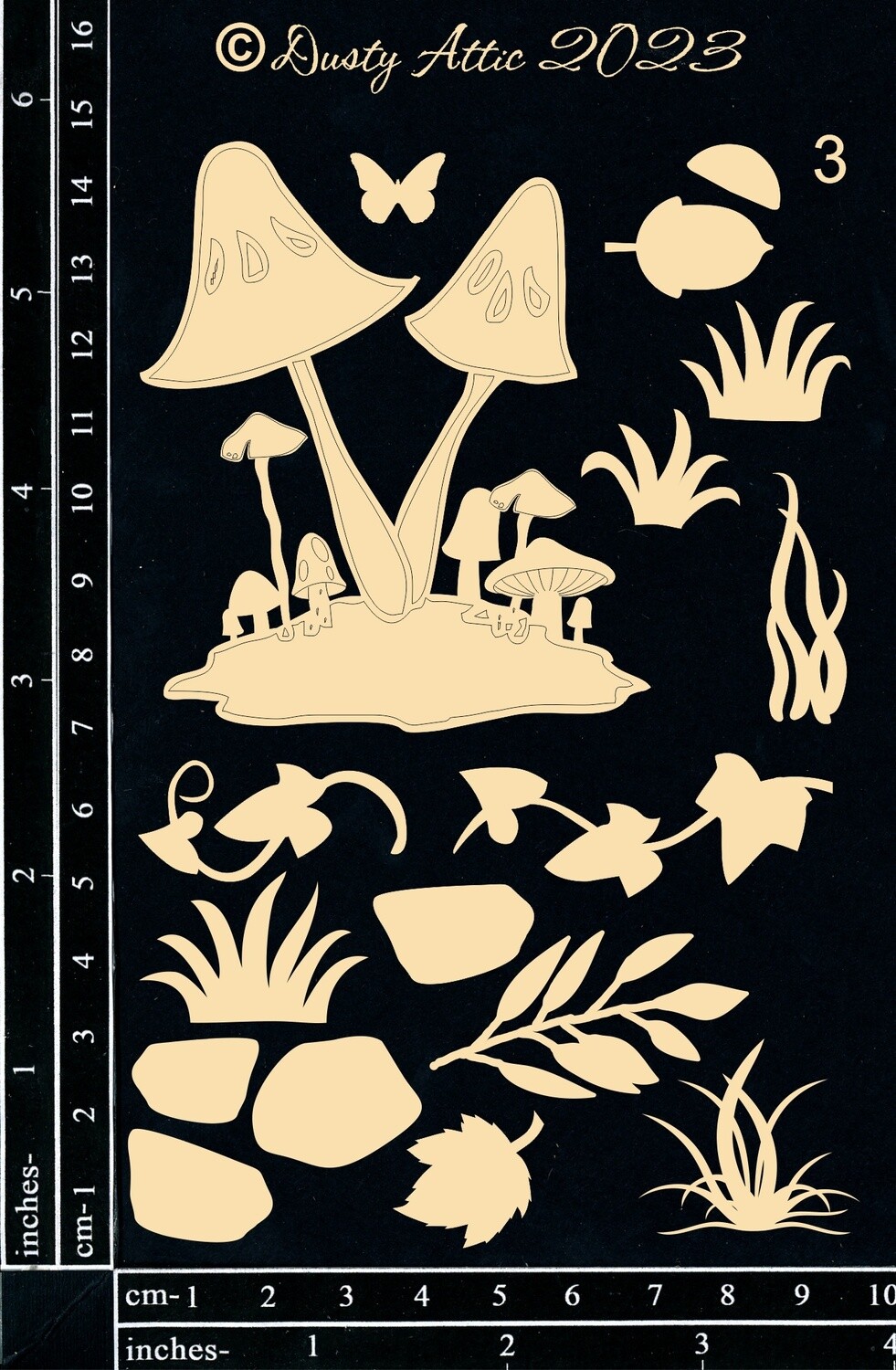 Dusty Attic - Chipboard - Magic Mushrooms Clusters #3