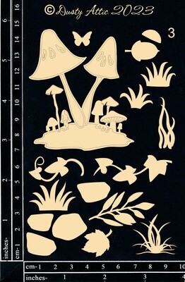 Dusty Attic - Chipboard - Magic Mushrooms Clusters #3