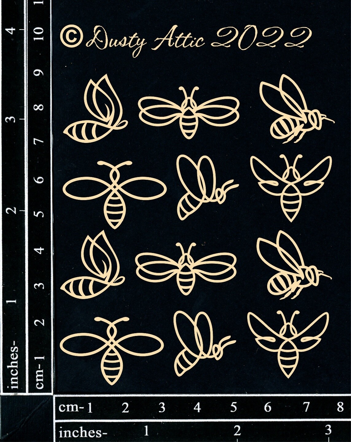 Dusty Attic - Chipboard - Bees #2