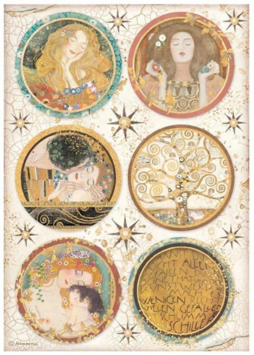 Stamperia - A4 Rice Paper - Klimt - Rounds