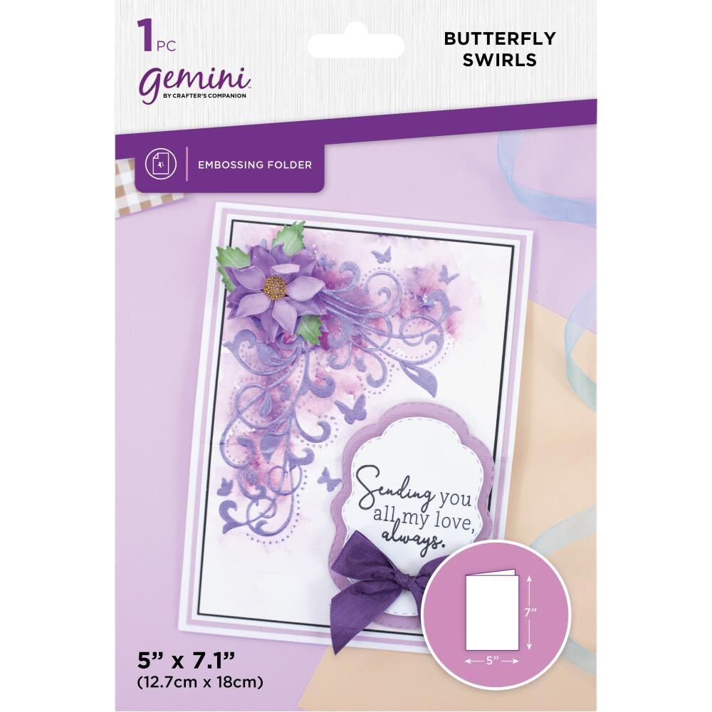 Crafter&#39;s Companion - 3D Embossing Folder - 5&quot;x7&quot; - Butterfly Swirls