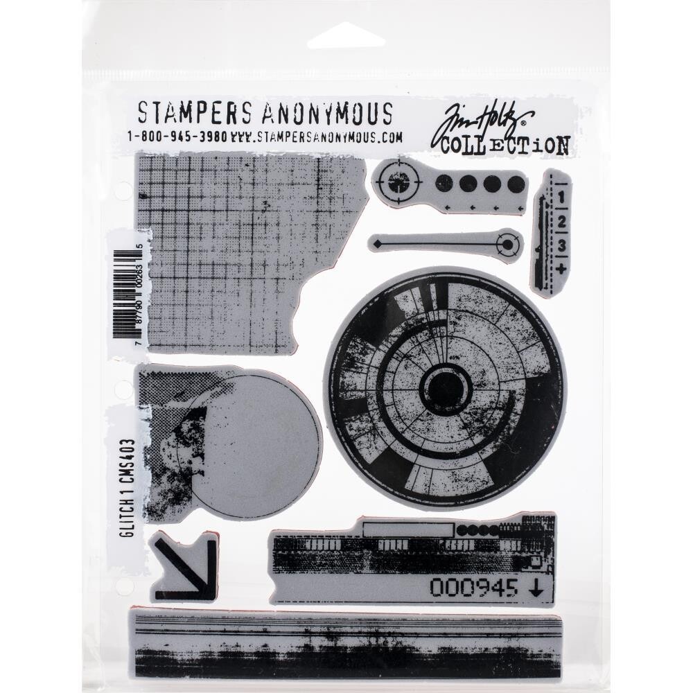 Stampers Anonymous - Tim Holtz - Cling Mount Stamps - Glitch 1