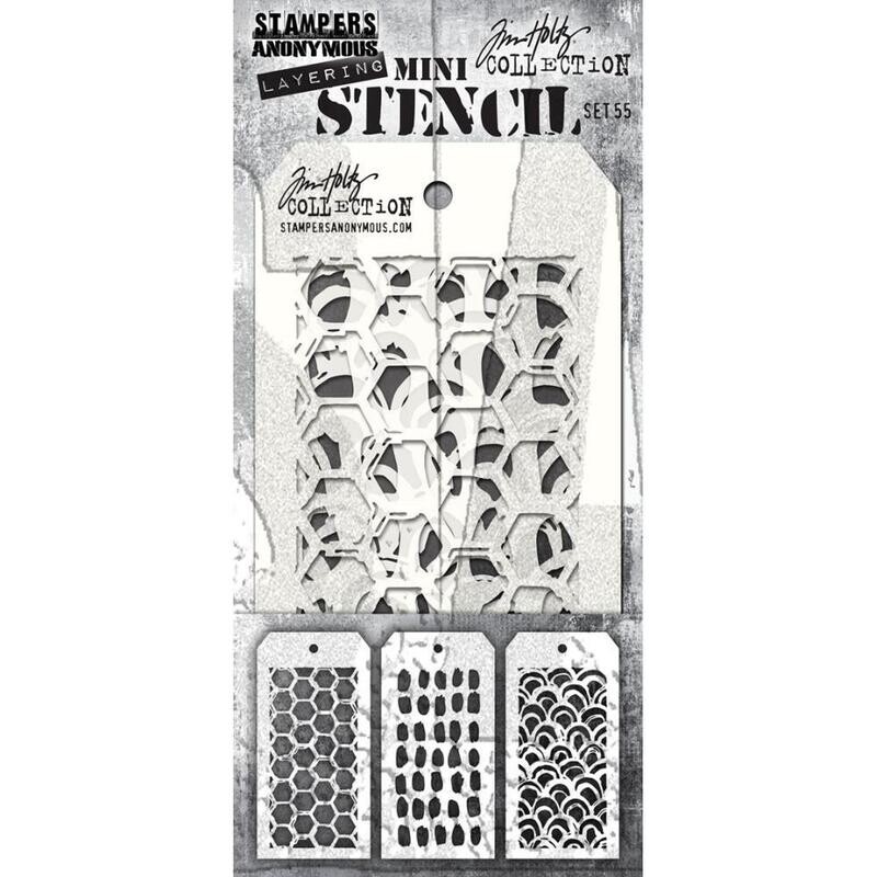 Stampers Anonymous - Tim Holtz - Mini Layering Stencil - Set 55