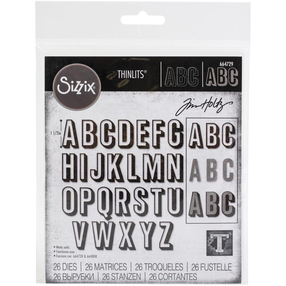 Sizzix - Tim Holtz - Thinlits - Alphanumeric - Shadow Upper