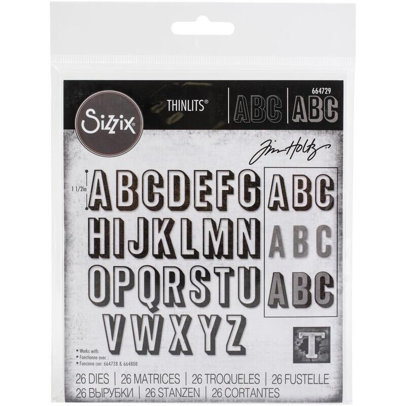 Sizzix - Tim Holtz - Thinlits - Alphanumeric - Shadow Upper