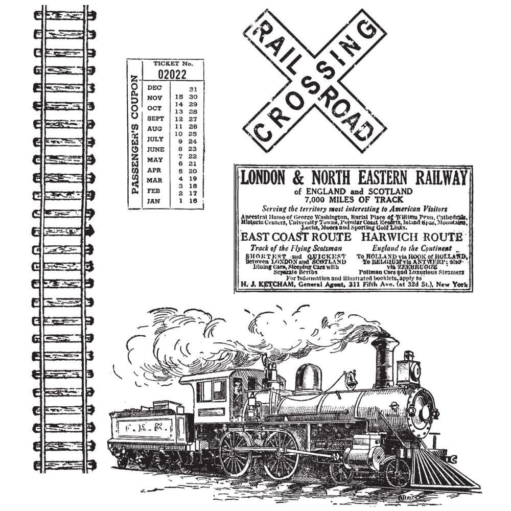 Stampers Anonymous - Tim Holtz - Cling Mount Stamps - On the Railroad