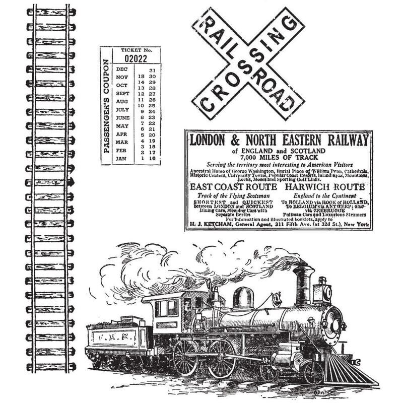 Stampers Anonymous - Tim Holtz - Cling Mount Stamps - On the Railroad