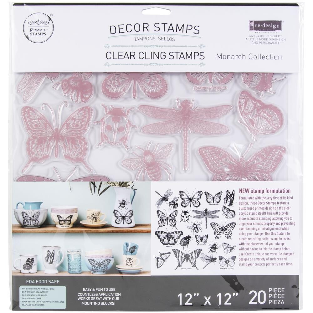 Prima Marketing Re-Design Decor Clear Cling Stamps - Monarch Collection