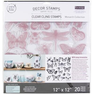 Prima Marketing Re-Design Decor Clear Cling Stamps - Monarch Collection