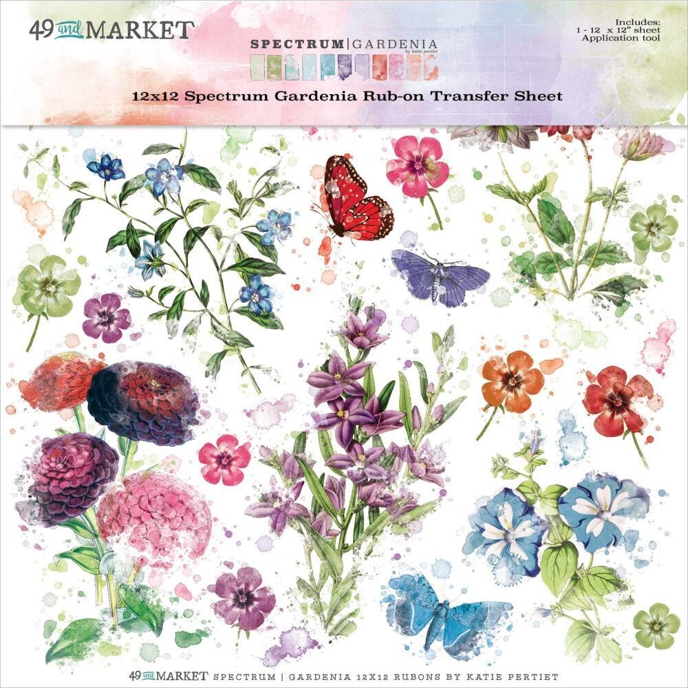 49 and Market - Spectrum Gardenia - 12&quot;x12&quot; Rub-on Transfer sheets - Spectrum