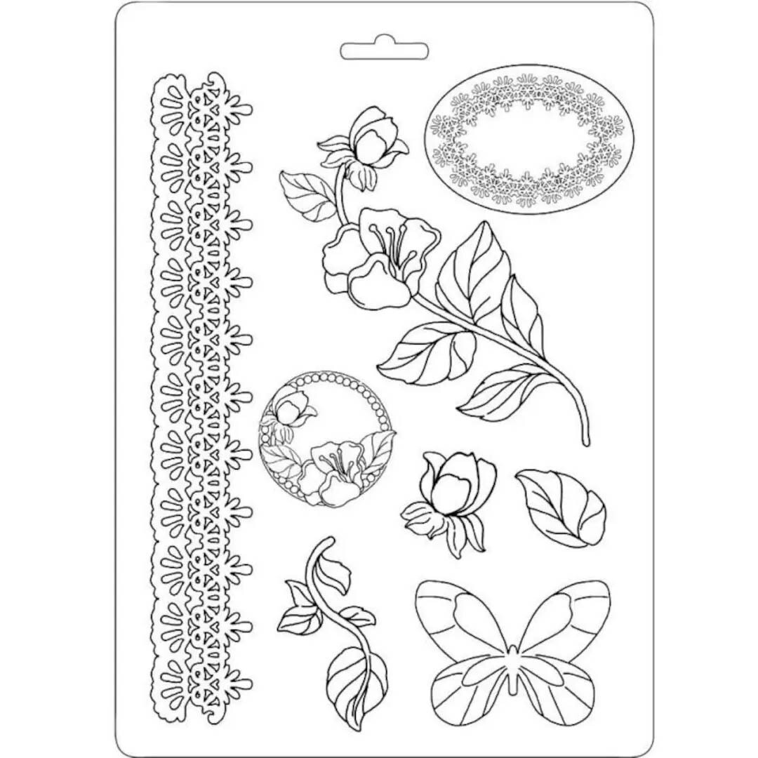 Stamperia - A4 Soft Mould - Rose and Border