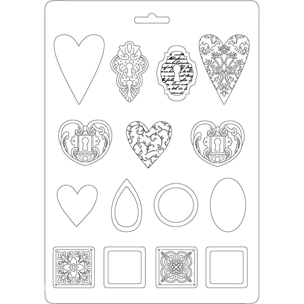 Stamperia - A4 Soft Mould - Heart and Pendants
