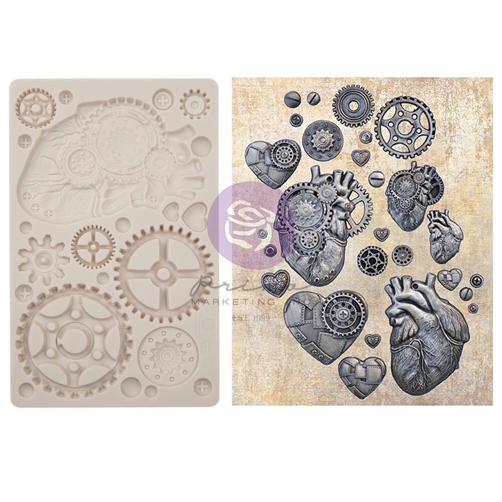 Prima Marketing - Re-Design Decor Mould - 5&quot;x8&quot; - Steampunk Hearts