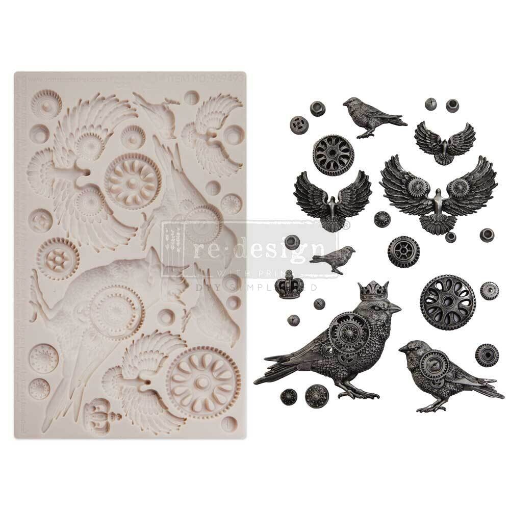 Prima Marketing - Finnabair Decor Mould - 5&quot;x8&quot; - Clockwork Sparrows