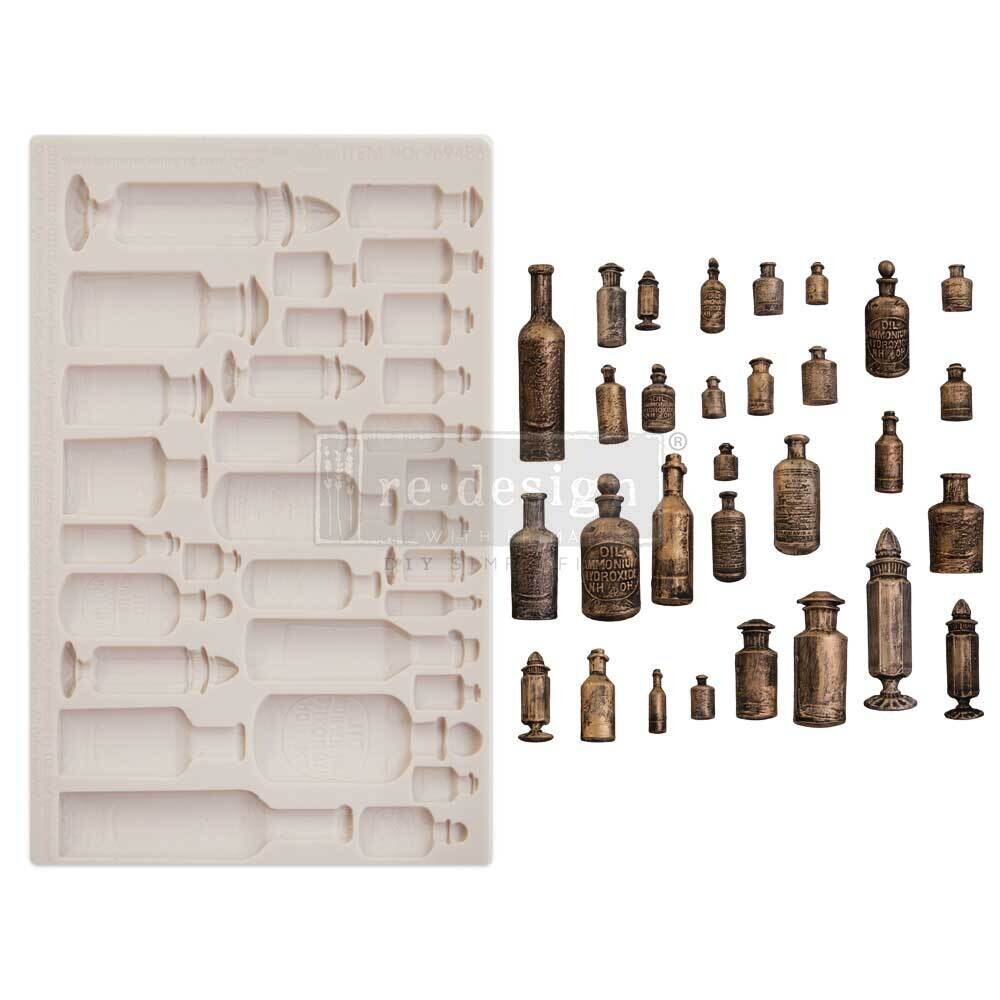 Prima Marketing - Finnabair Decor Mould - 5&quot;x8&quot; - Apothecary Bottles