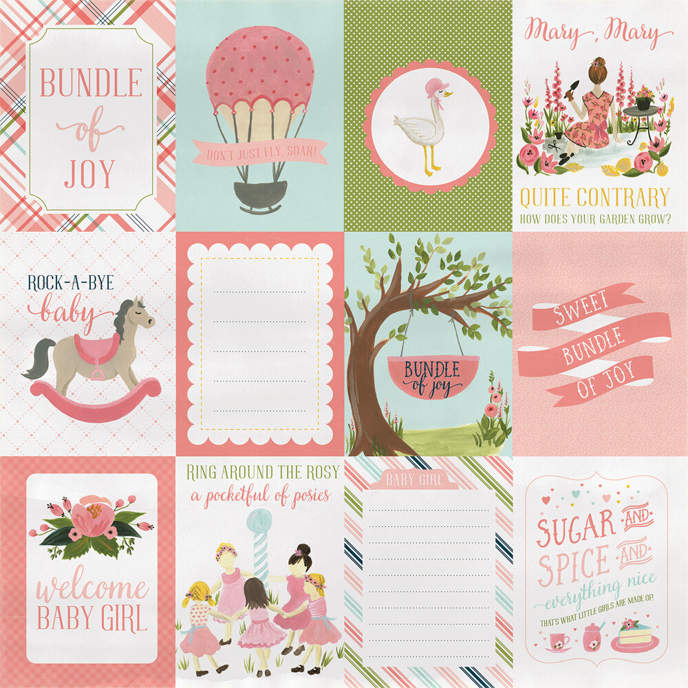 Carta Bella - Rock-a-bye-Baby-Girl - 12&quot; x 12&quot; Double-sided Paper - 3&quot;x4&quot; Cards