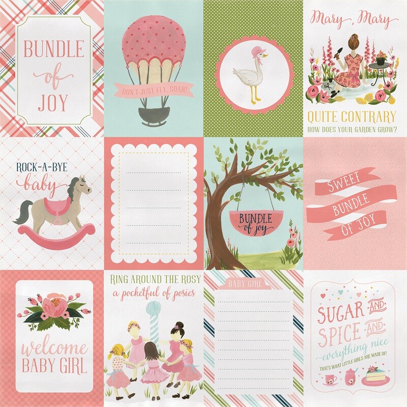 Carta Bella - Rock-a-bye-Baby-Girl - 12&quot; x 12&quot; Double-sided Paper - 3&quot;x4&quot; Cards