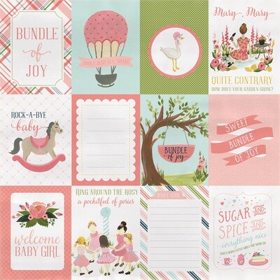 Carta Bella - Rock-a-bye-Baby-Girl - 12&quot; x 12&quot; Double-sided Paper - 3&quot;x4&quot; Cards