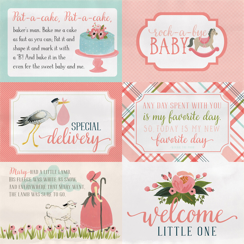Carta Bella - Rock-a-bye-Baby-Girl - 12&quot; x 12&quot; Double-sided Paper - 4&quot;x6&quot; Cards