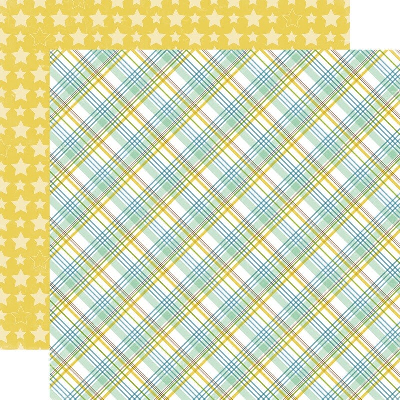 Echo Park - Bundle of Joy - 12&quot; x 12&quot; Double-sided Paper - Baby Boy Plaid