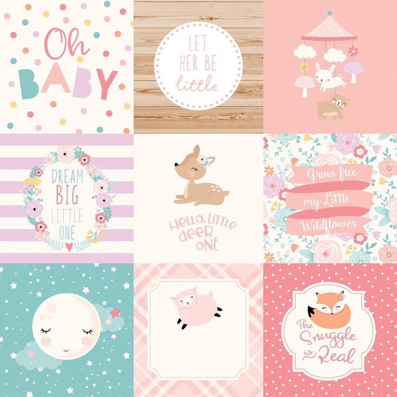 Echo Park - Hello Baby Girl - 12&quot; x 12&quot; Double-sided Paper - 4&quot;x4&quot; Cards