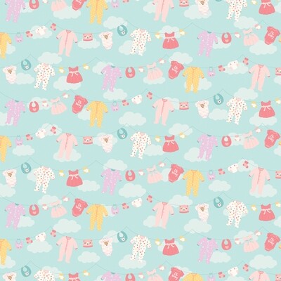 Echo Park - Hello Baby Girl - 12&quot; x 12&quot; Double-sided Paper - Girl Clothesline
