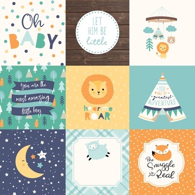 Echo Park - Hello Baby Boy - 12&quot; x 12&quot; Double-sided Paper - 4&quot;x4&quot; Cards