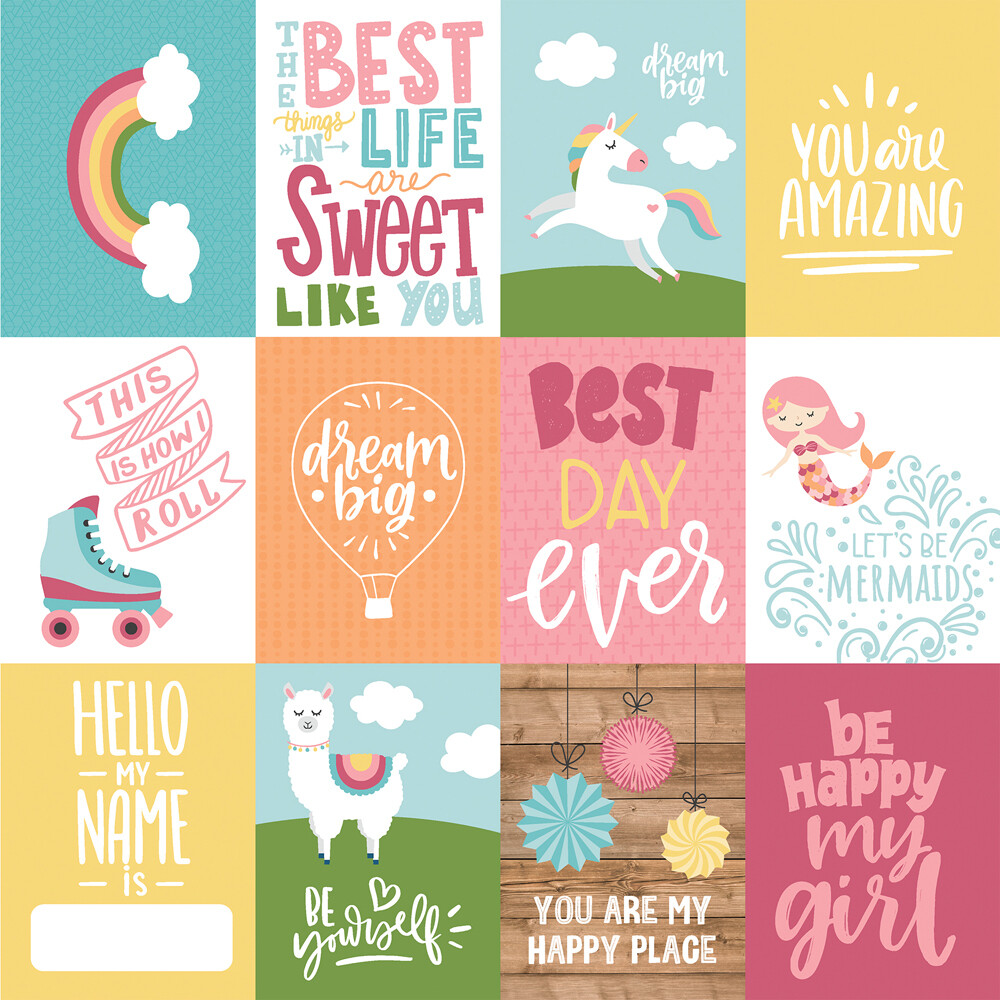 Echo Park - All Girl - 12&quot; x 12&quot; Double-sided Paper - 3&quot;x4&quot; Cards