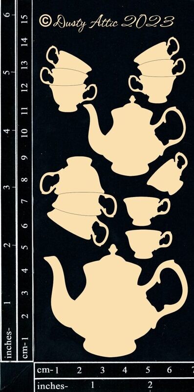 Dusty Attic - Chipboard - Alice Elements #24 - Tea Set