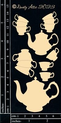 Dusty Attic - Chipboard - Alice Elements #24 - Tea Set