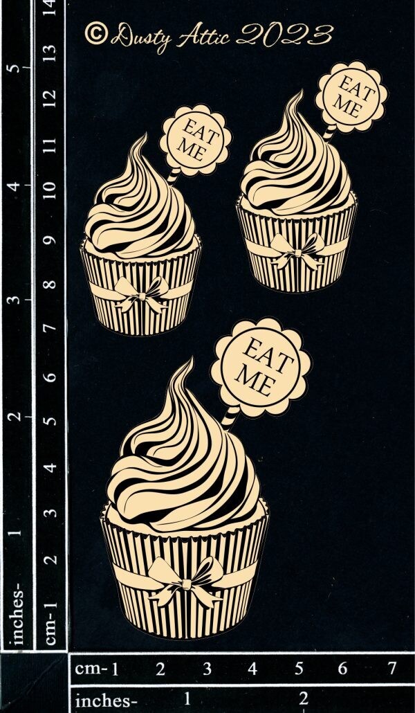 Dusty Attic - Chipboard - Alice Elements #10 - Eat Me Cupcakes