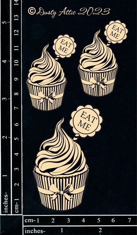 Dusty Attic - Chipboard - Alice Elements #10 - Eat Me Cupcakes