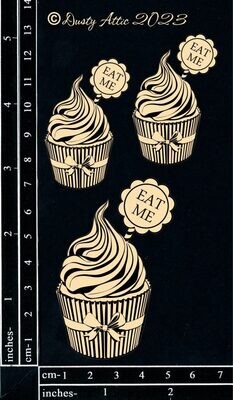 Dusty Attic - Chipboard - Alice Elements #10 - Eat Me Cupcakes