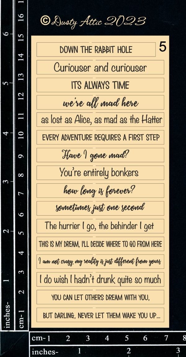 Dusty Attic - Chipboard - Word Strip #5 - Alice